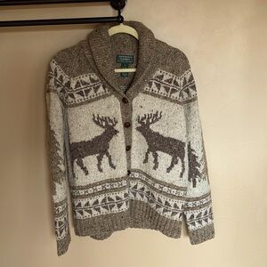 VTG Ralph Lauren Cottagecore Hand Knit Cardigan Sweater 100% wool - Medium